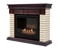 Каминокомплект: Биокамин Firelight BFP/P-2520, портал Bricks 25 камень бежевый, шпон темный дуб