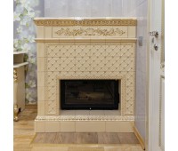 Каминная топка Kaw-Met в облицовке из коллекции Альбион и росписью золотом