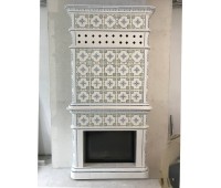 Пристенный изразцовый камин "Элеганс 20x20" в пастельной росписи Пристенный изразцовый камин "Элеганс 20x20" в пастельной росписи