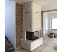 Современный изразцовый камин Сохо с широким нижним подиумом