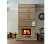 Современный камин в облицовке Брикс с топкой Romotop HEAT 3G L 66.50.01. Современный камин в облицовке Брикс с топкой Romotop HEAT 3G L 66.50.01.